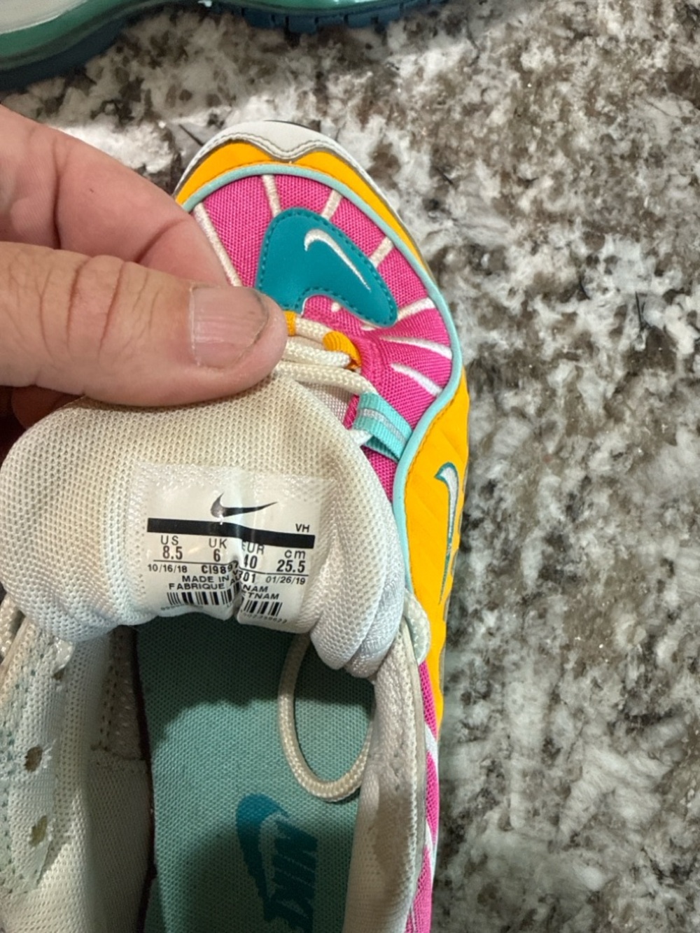 Nike womens Size 8.5 Pink, Yellow & Teal Athletic Sneakers - Picture 4 of 8